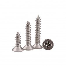 Suleve M3SP4 100Pcs M3 304 Stainless Steel Cross Flat Head Self Tapping Screw Wood Screws Speaker Screws Optional Length