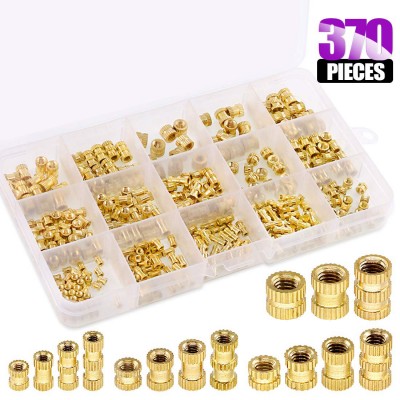 Suleve MXBN6 370Pcs M2 M3 M4 M5 Female Thread Knurled Brass Threaded Insert Embedment Nut Assortment Kit for 3D Printing