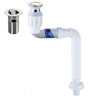 Household Deodorant Washbasin Water Pipe  Style  D White Flap No Basket With Overflow